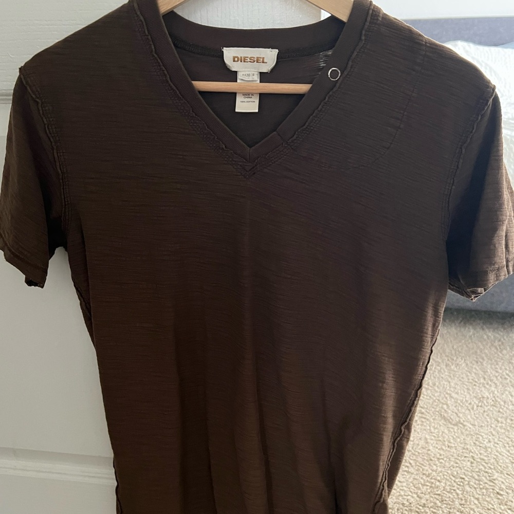 Brown V Neck Diesel Shirt. Size Small.